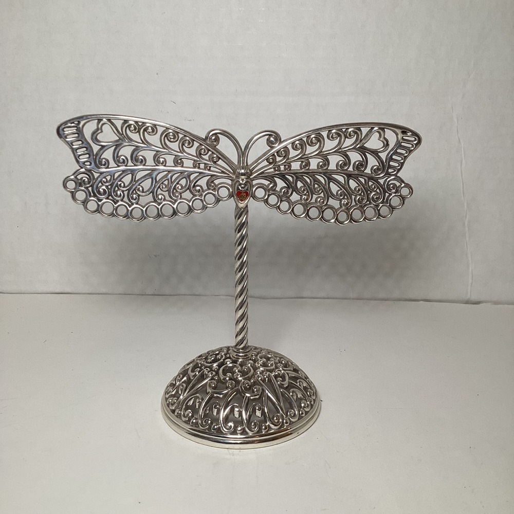 Brighton Silver Tone Butterfly Filigree Earring Stand Jewelry Display Holder
